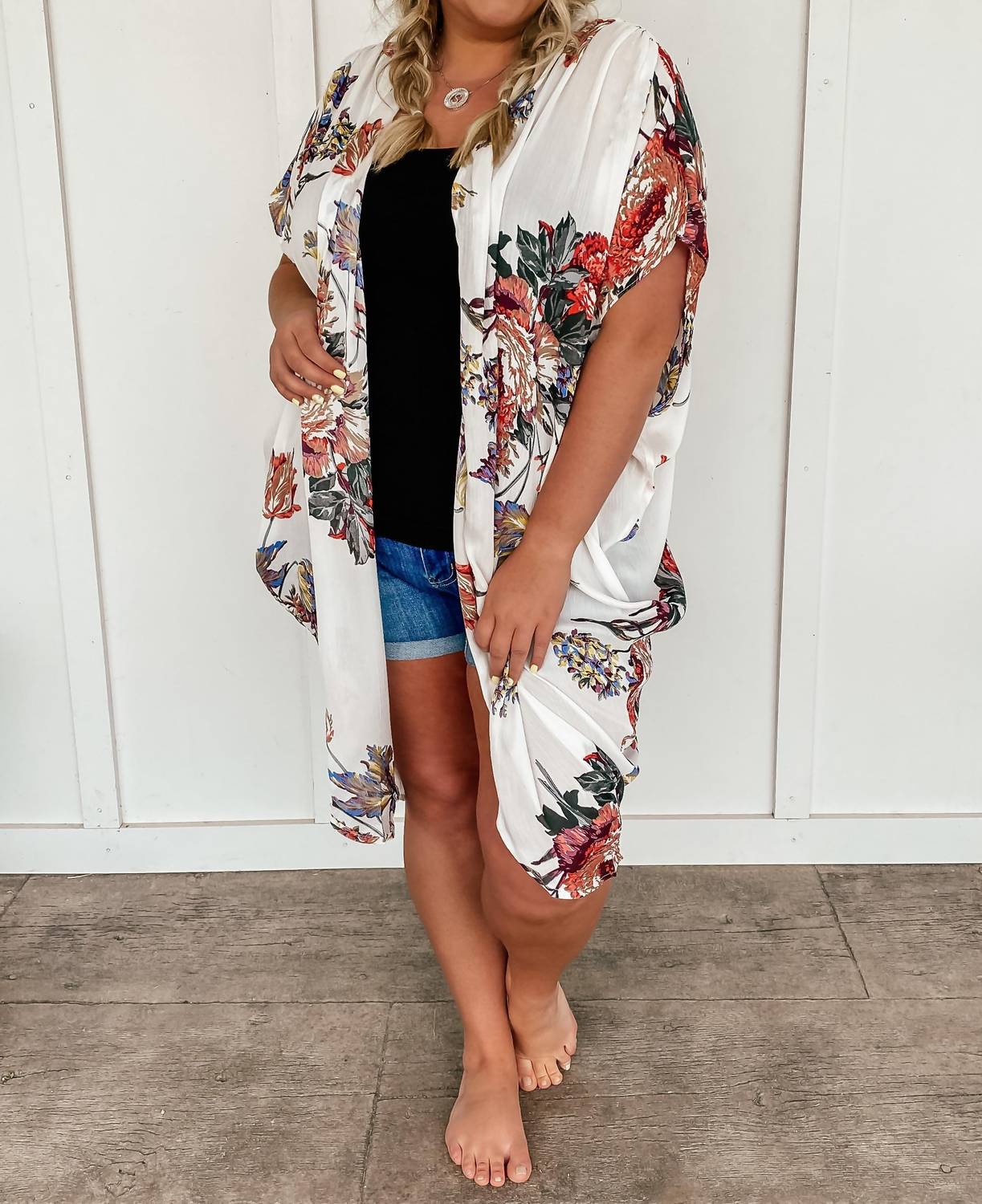 Umgee - Gadot Floral Kimono - Plus - clothing - graphic - intimates