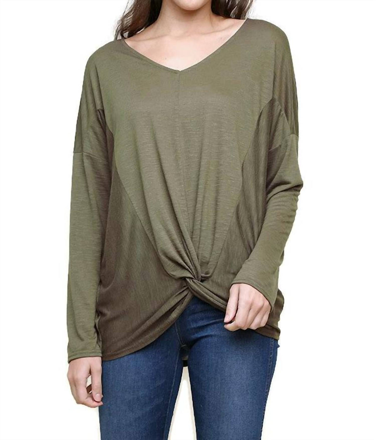 Umgee - Heathered Front Knot Detail Top