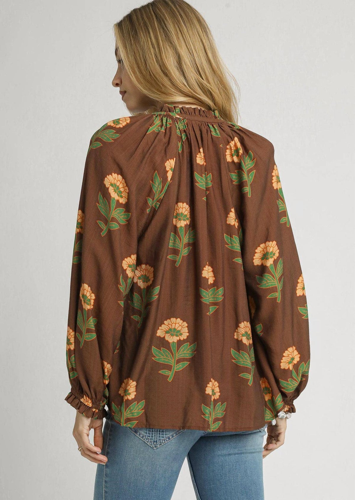 Umgee - Landry Floral Print Button Front Blouse