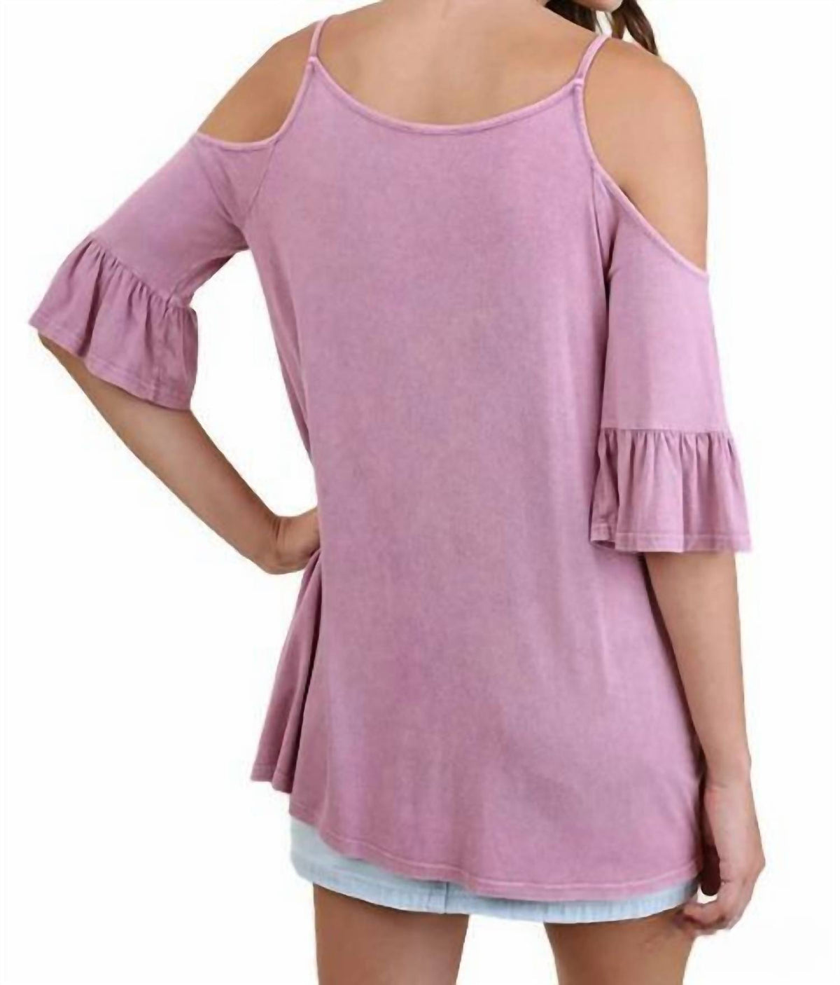 Umgee - Mineral Washed Cold Shoulder Top