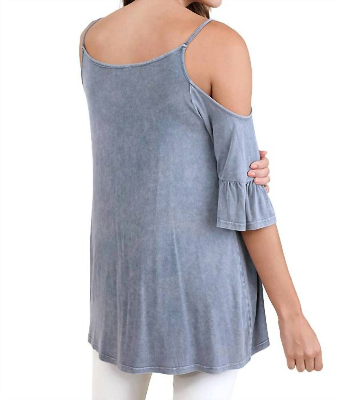 Umgee - Mineral Washed Cold Shoulder Top