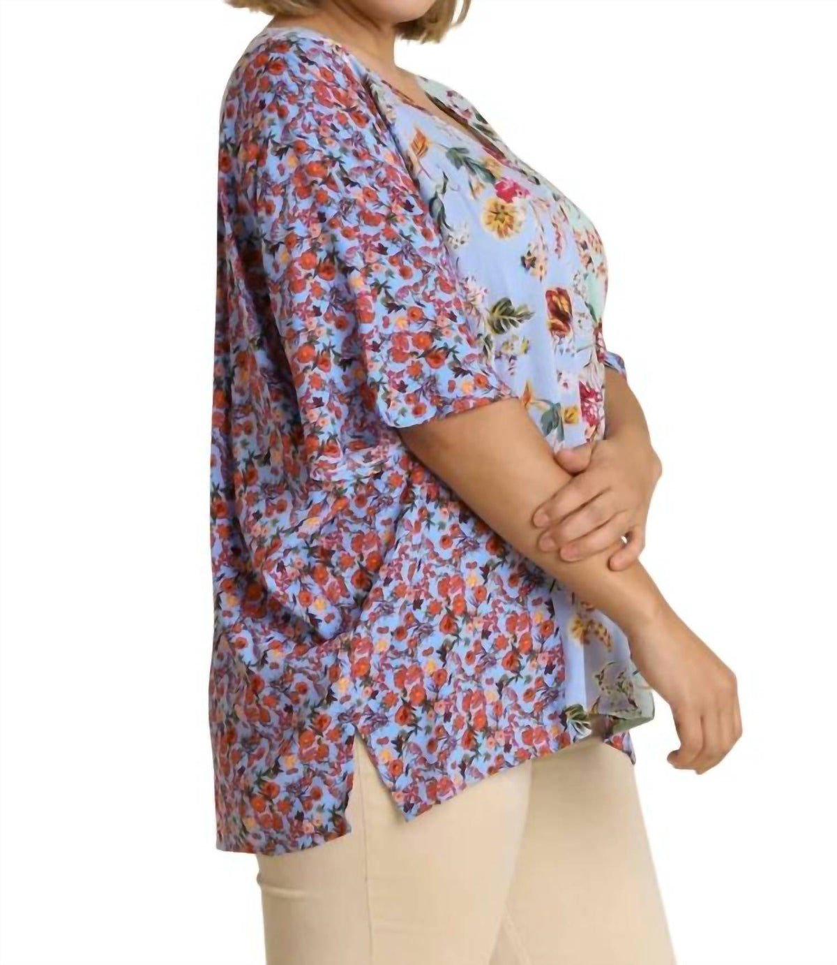 Umgee - Mixed Floral Print Top -plus