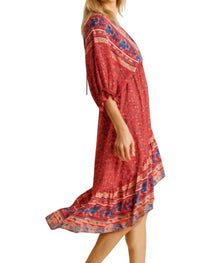Umgee - Mixed Print Bohemian Midi Dress - clothing - dresses - midi