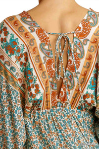 Umgee - Mixed Print Bohemian Midi Dress - clothing - dresses - midi