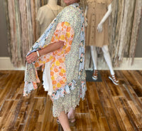 Umgee - Mixed Print Kimono With Side Slit