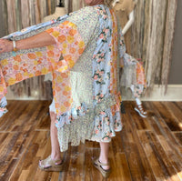 Umgee - Mixed Print Kimono With Side Slit