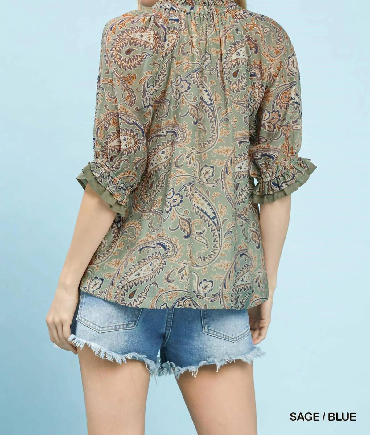Umgee - Paisley Split Neck Blouse