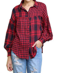 Umgee - Plaid & Checkered Button Up Top