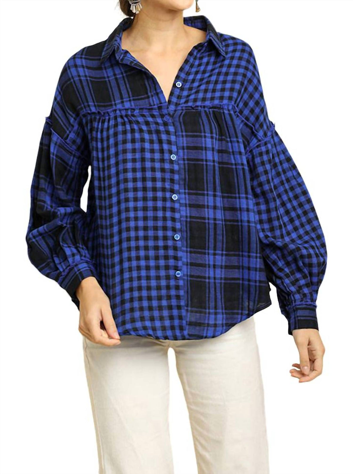 Umgee - Plaid & Checkered Button Up Top