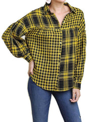 Umgee - Plaid & Checkered Button Up Top