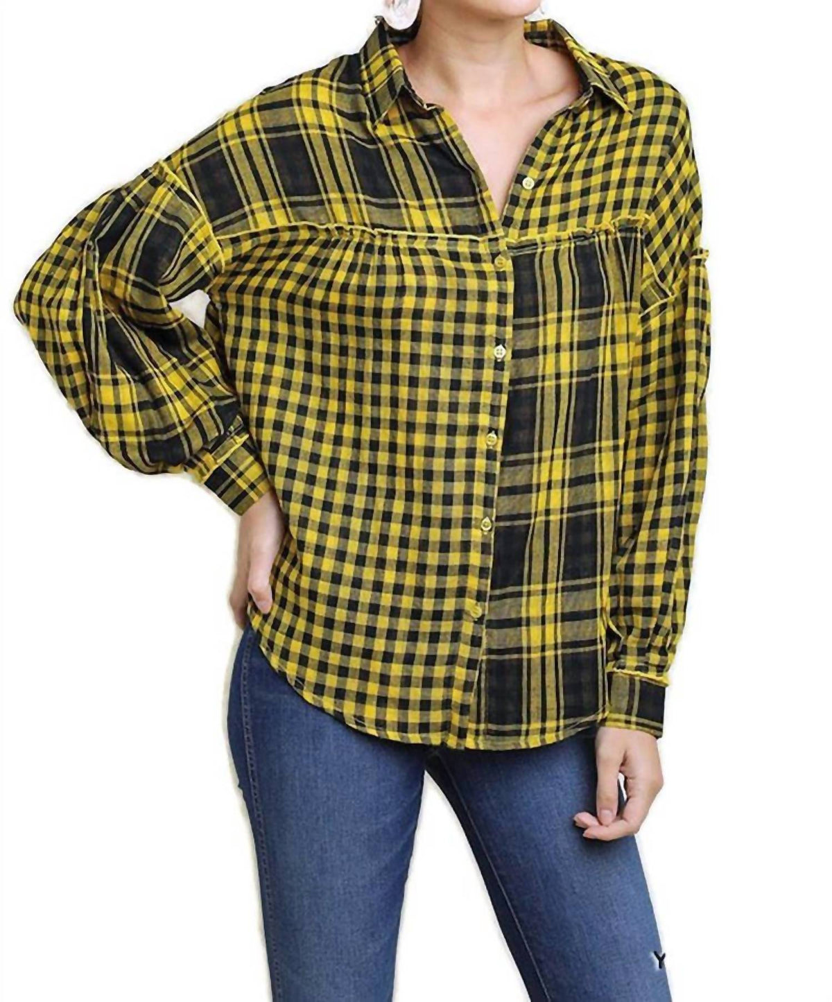 Umgee - Plaid & Checkered Button Up Top