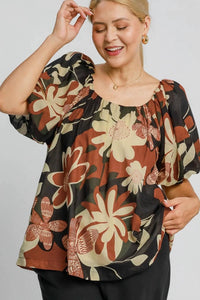 Umgee - Round Neck Print Top