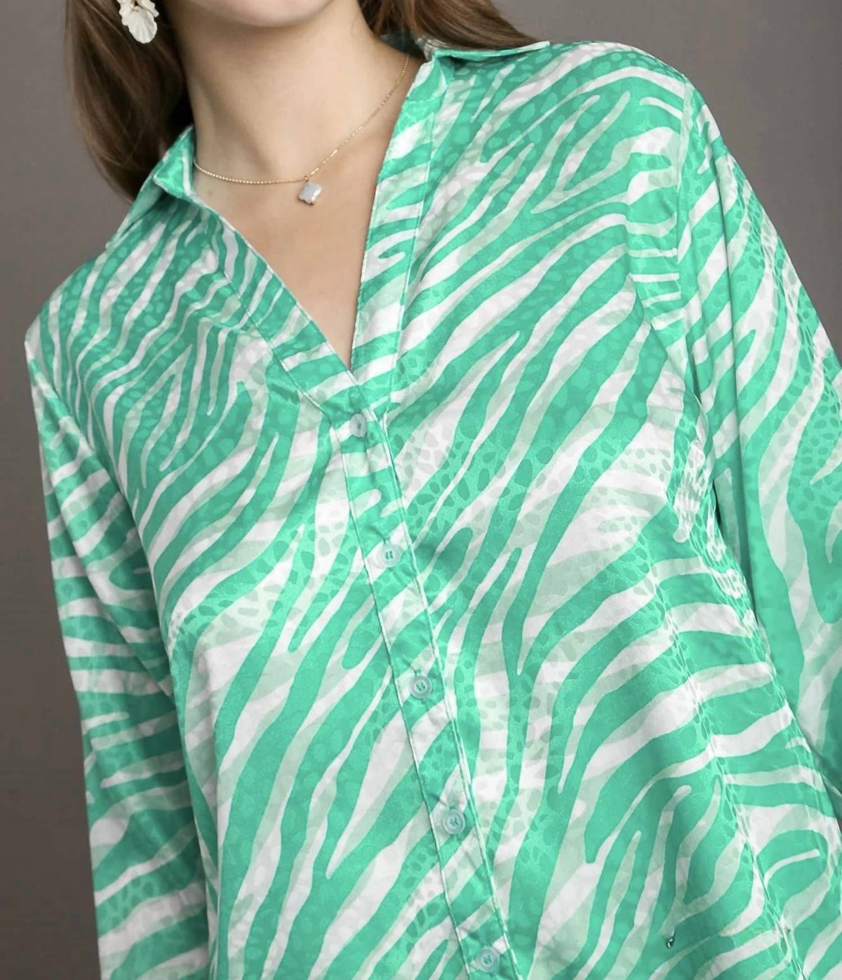 Umgee - Satin Button Down Collared Blouse