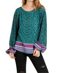 Umgee - Scarf Print Knit Top