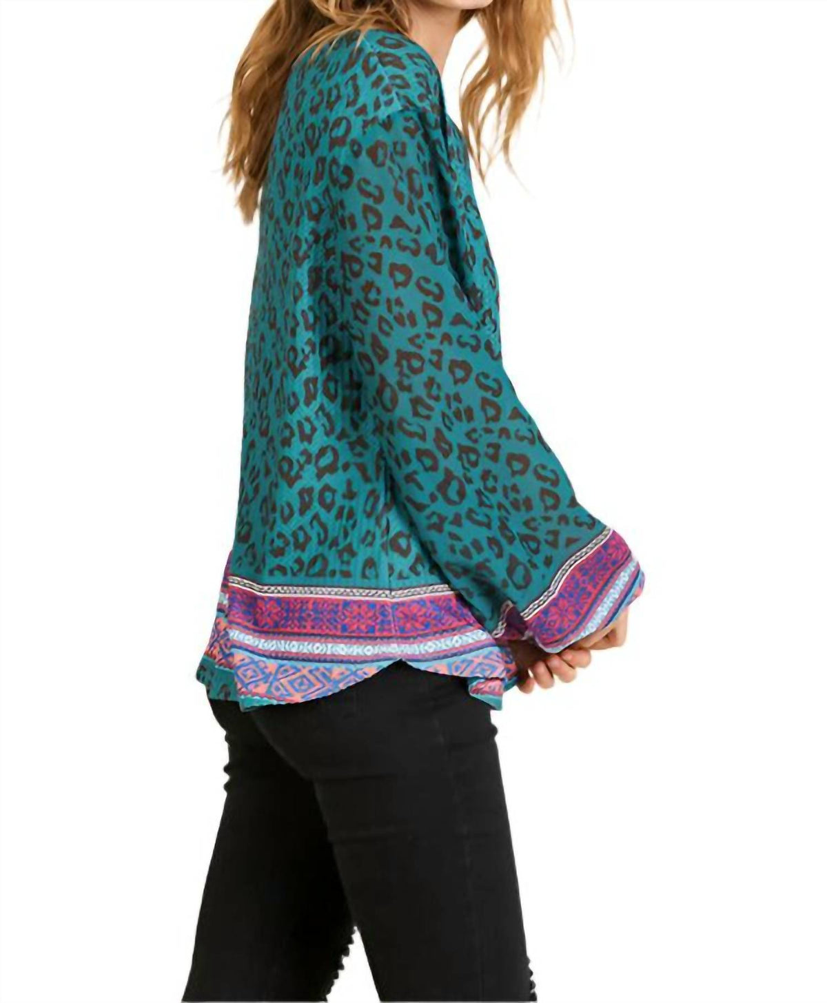 Umgee - Scarf Print Knit Top