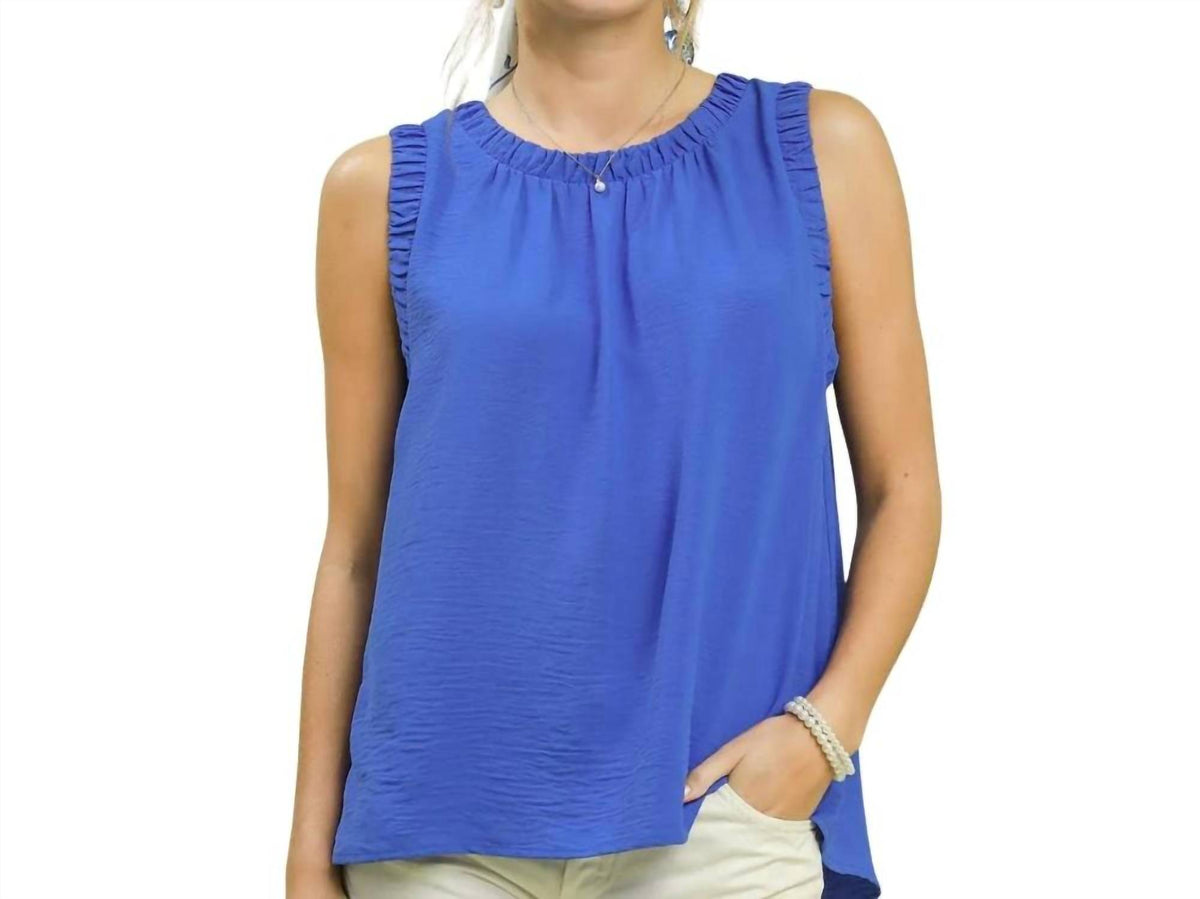 Umgee - Solid Ruffle Neck Sleeveless Top