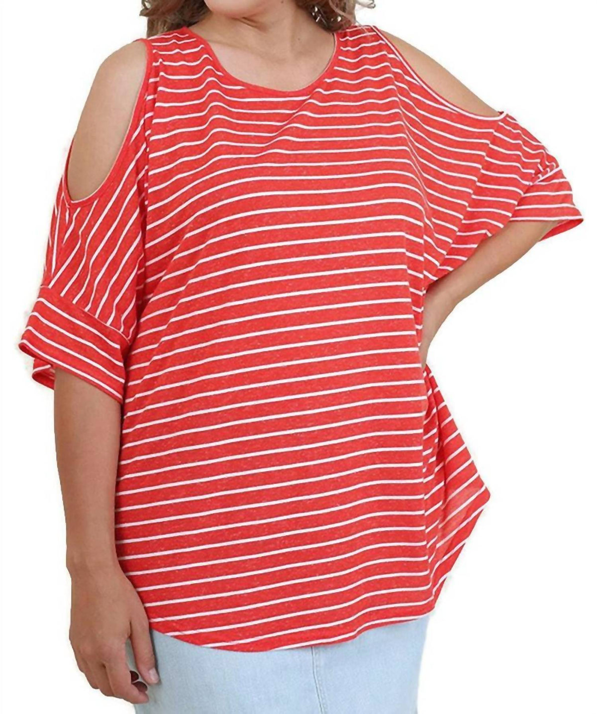 Umgee - Striped Cold Shoulder Top