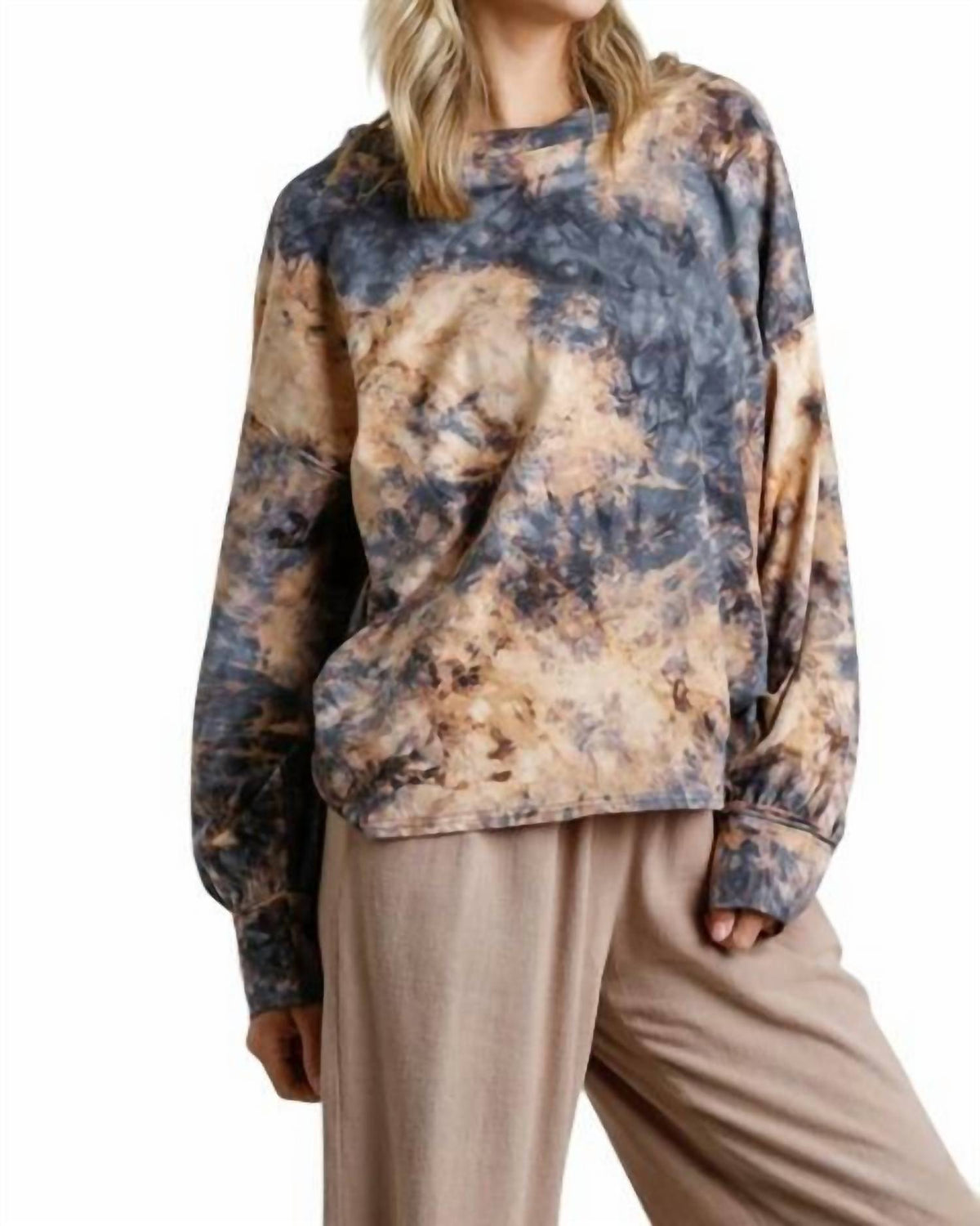 Umgee - Tie Dye Twisted Collar Sweater