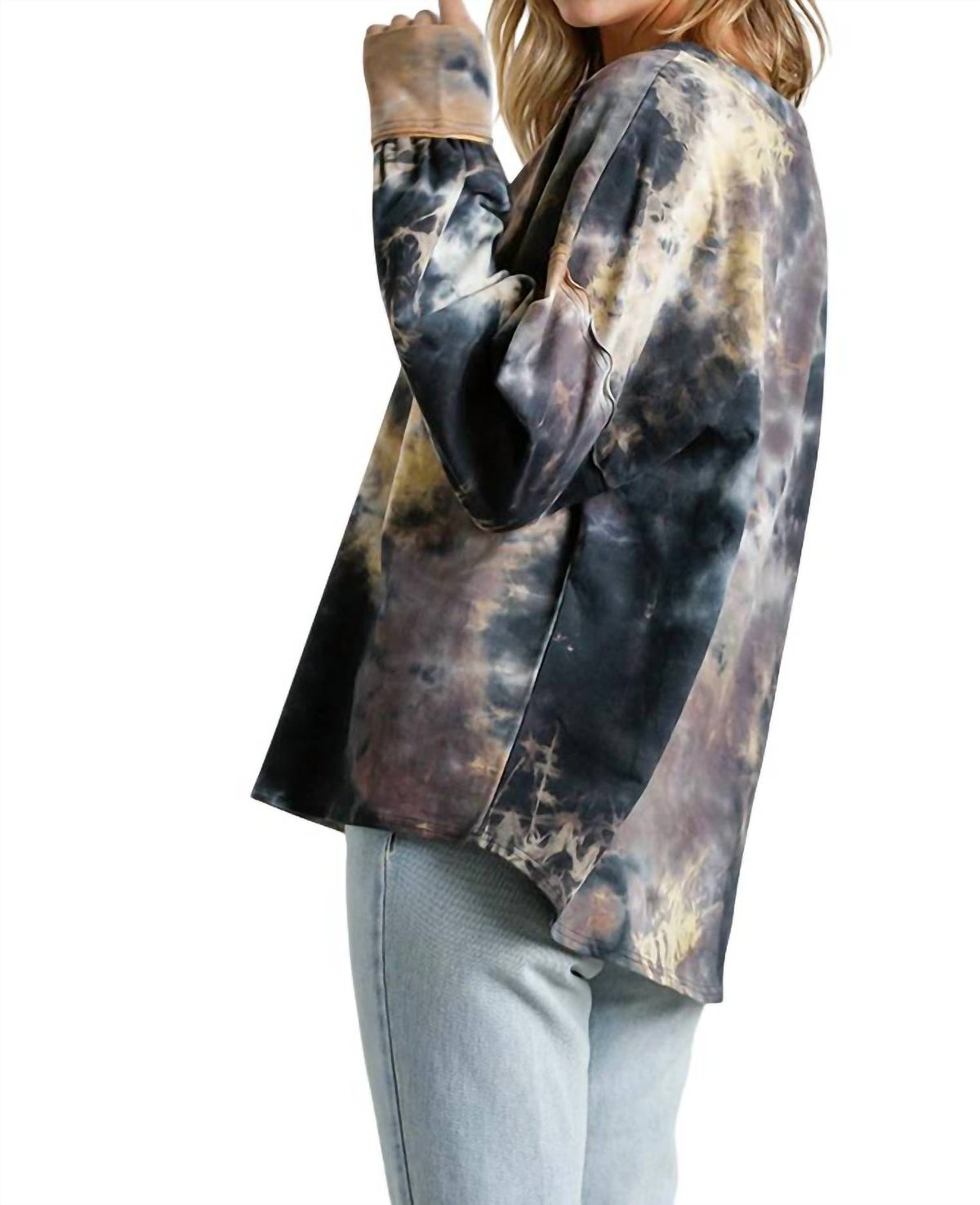 Umgee - Tie Dye Twisted Collar Sweater