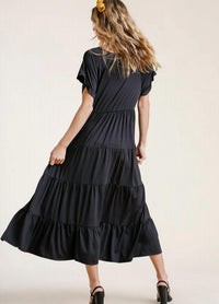 Umgee - Tiered V-neck Maxi Dress