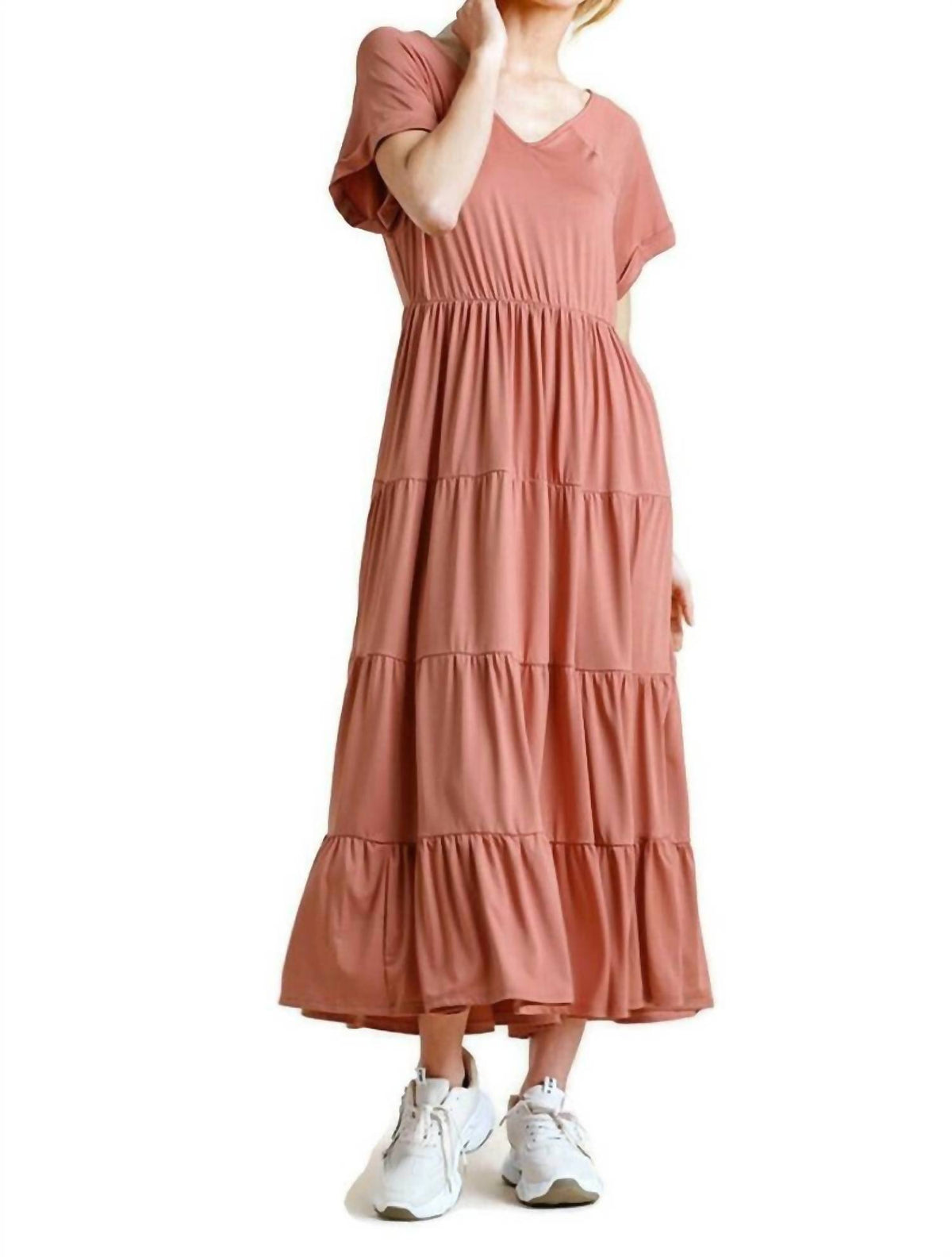 Umgee - Tiered V-neck Maxi Dress