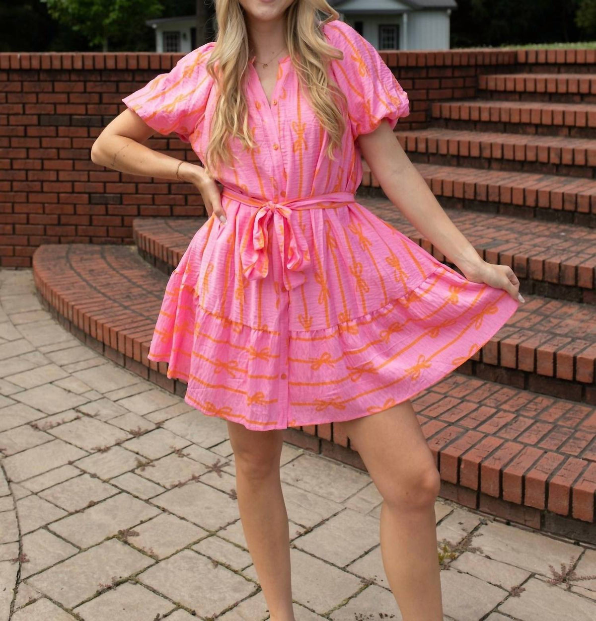 Umgee - Two-Tone Bow Flutter Dress