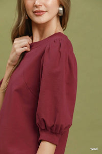 Umgee - Women's Puff Sleeve Pullover Sweatshirt Top
