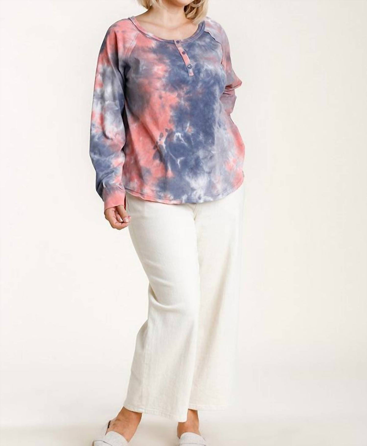 Umgee - Women's Tie Dye Henley Top