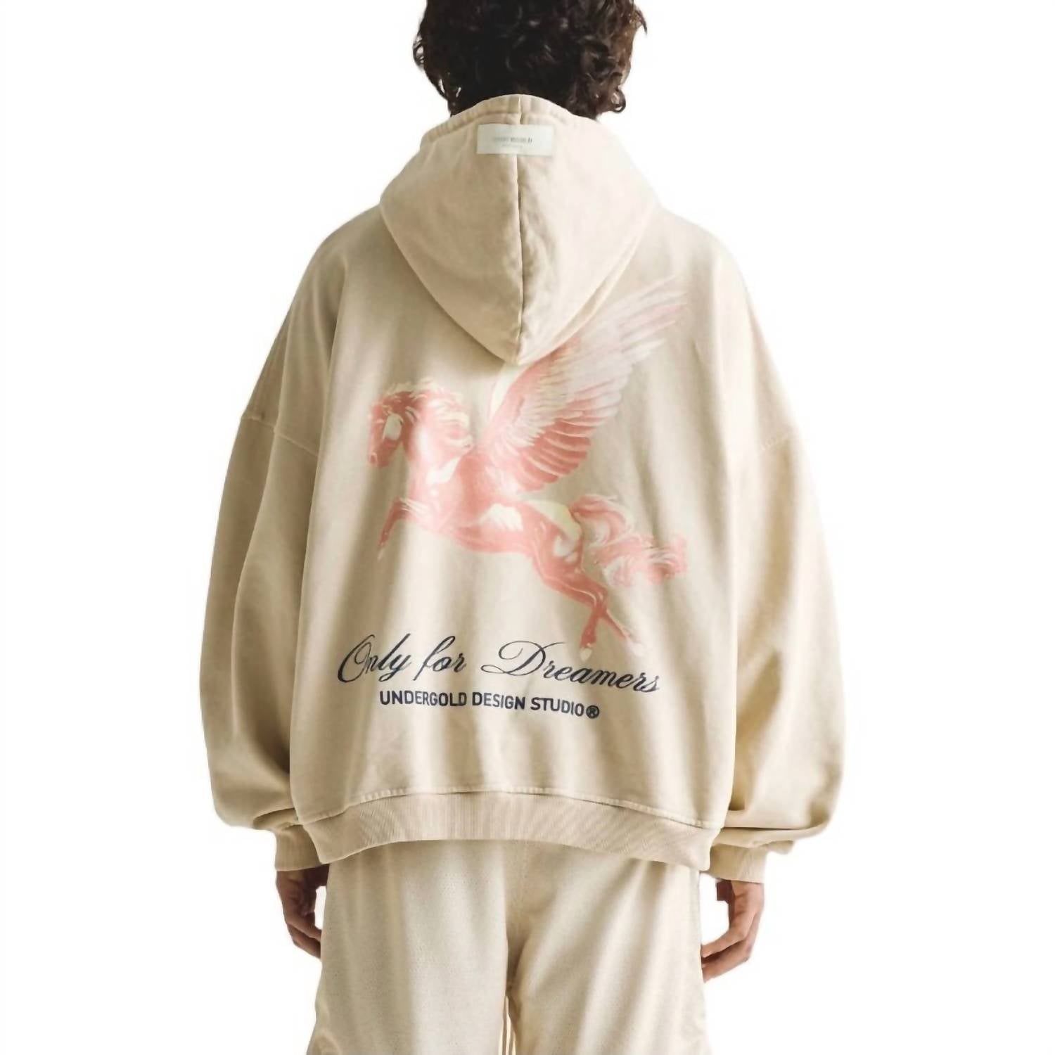 Undergold - Dreamers Pegasus Boxy Hoodie - beige - clothing - graphic
