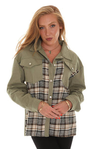Unishe - Plaid Splicing Jacket