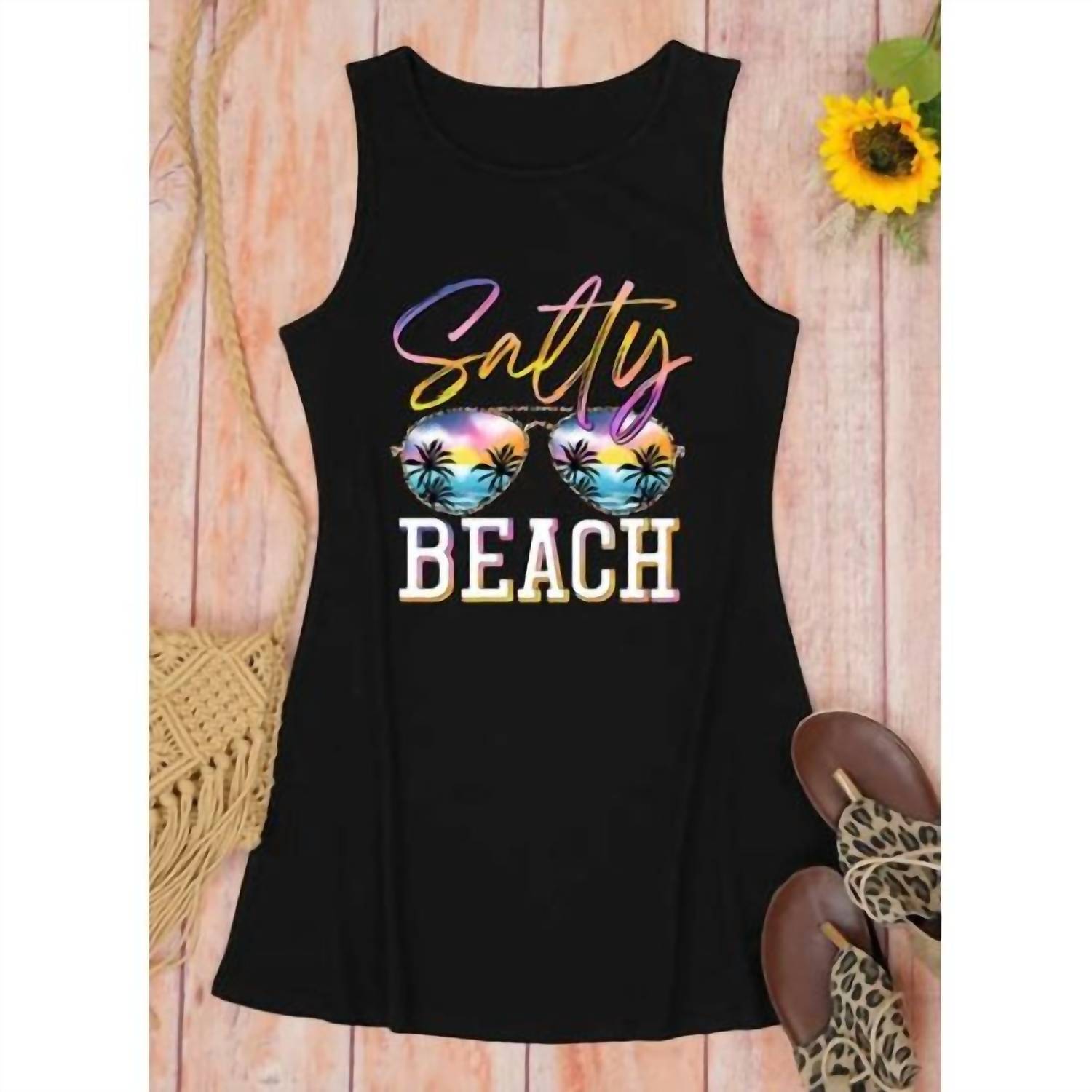Unishe - Salty Beach Tank Dress - black - clothing - dresses
