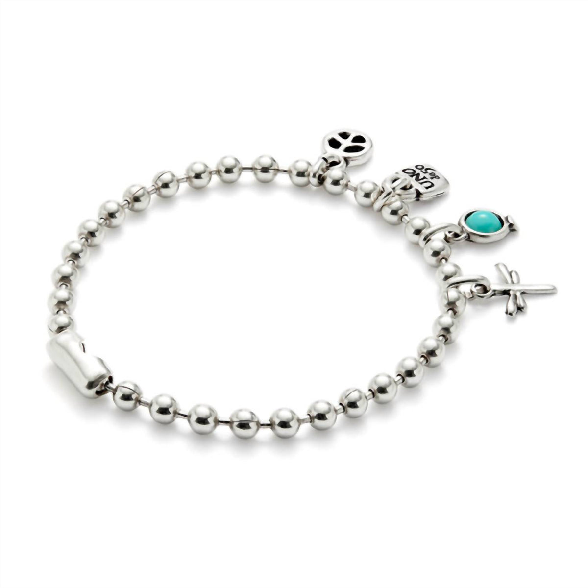 Unode50 - Silver-plated Beads And Charms Bracelet