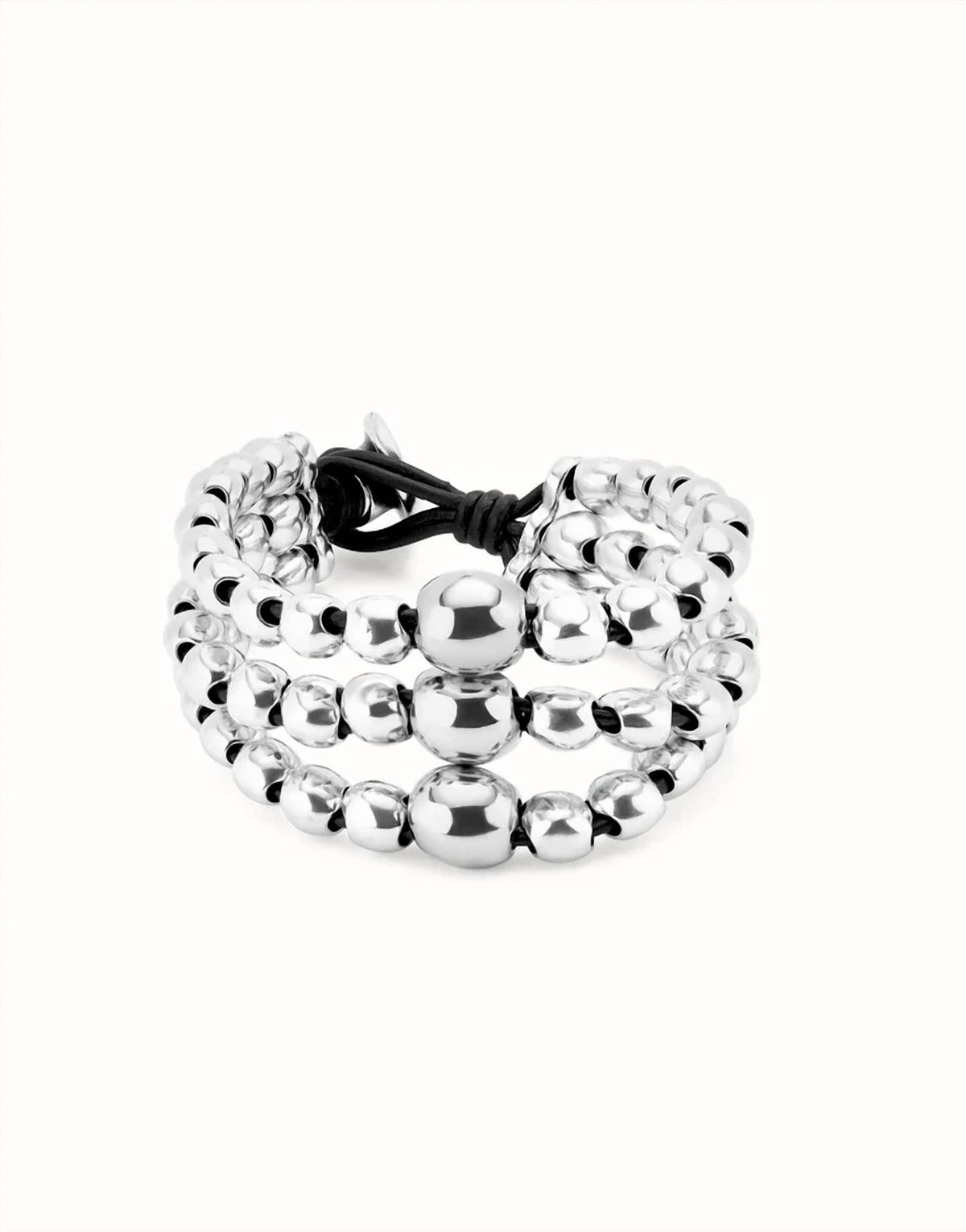 Unode50 - Three Strand Bead Sterling Silver-plated Bracelet