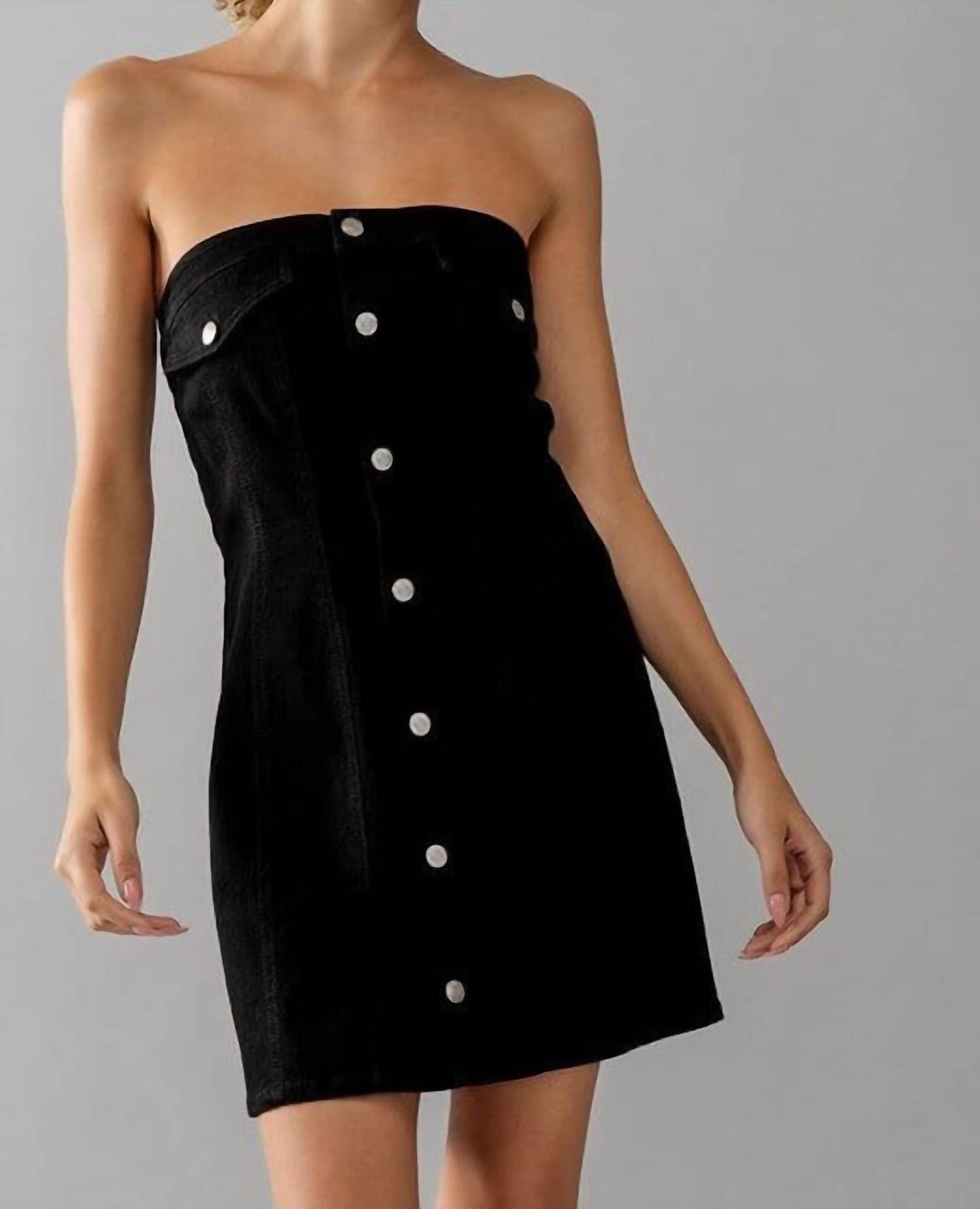 Urban Daizy - Drew Strapless Denim Dress - black - clothing - cotton - blend