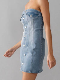 Urban Daizy - Drew Strapless Denim Dress - blue - clothing - cotton - blend