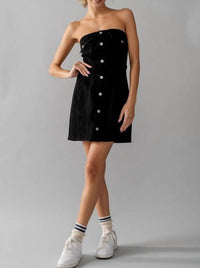 Urban Daizy - Drew Strapless Denim Dress - black - clothing - cotton - blend