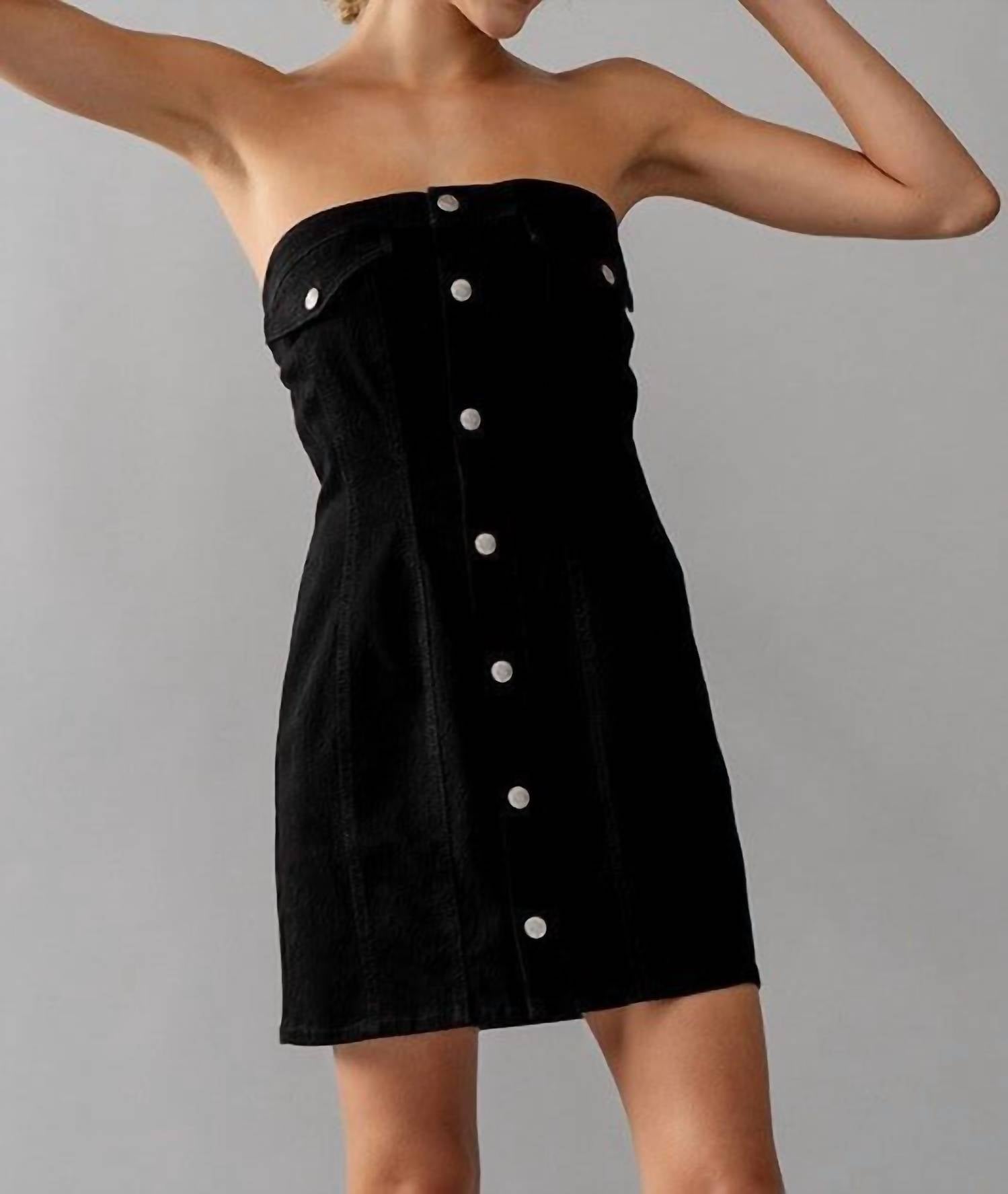 Urban Daizy - Drew Strapless Denim Dress - black - clothing - cotton - blend