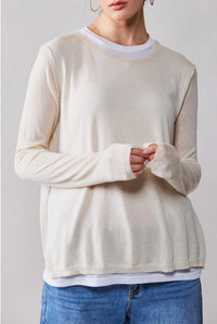 Urban Daizy - Layered Pullover Sweater - beige - clothing - crew