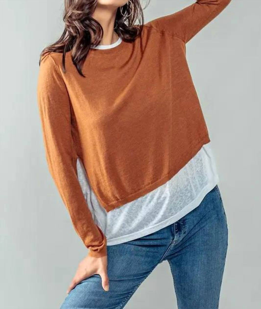 Urban Daizy - Layered Pullover Sweater - clothing - crew - orange