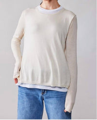Urban Daizy - Layered Pullover Sweater - beige - clothing - crew