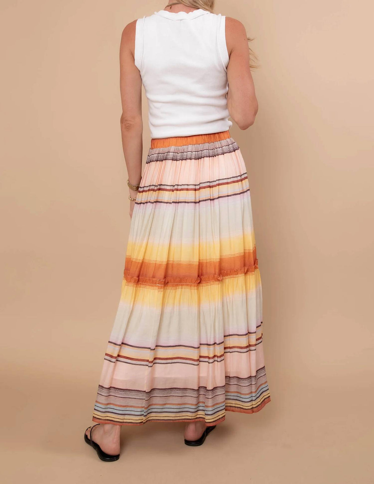 Urban Daizy - Sunset Stripe Tiered Maxi Skirt