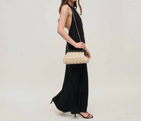 Urban Expressions - Women's Jamie Woven Wooden Frame Clutch - bags - handbags - leather