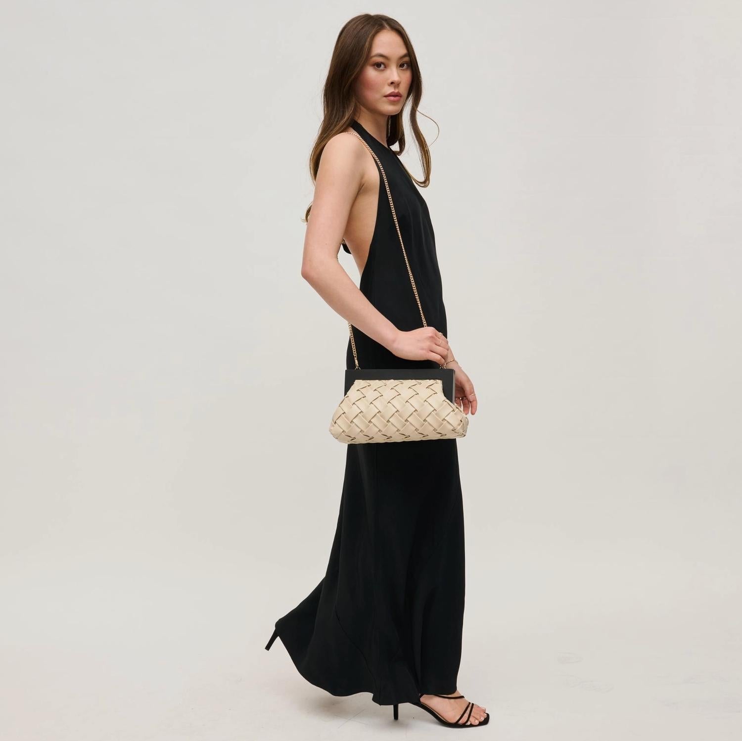 Urban Expressions - Women's Jamie Woven Wooden Frame Clutch - bags - handbags - leather