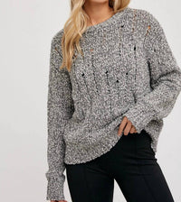 Urban Threads - Distressed Knit Pullover Sweater