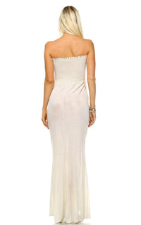 Urban X - Strapless With Smocking Detail Slub Fabric Maxi Dress - beige - clothing - dresses