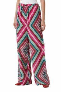 Valentino - Color Blocked Geometric Patterned Silk Pant