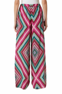 Valentino - Color Blocked Geometric Patterned Silk Pant