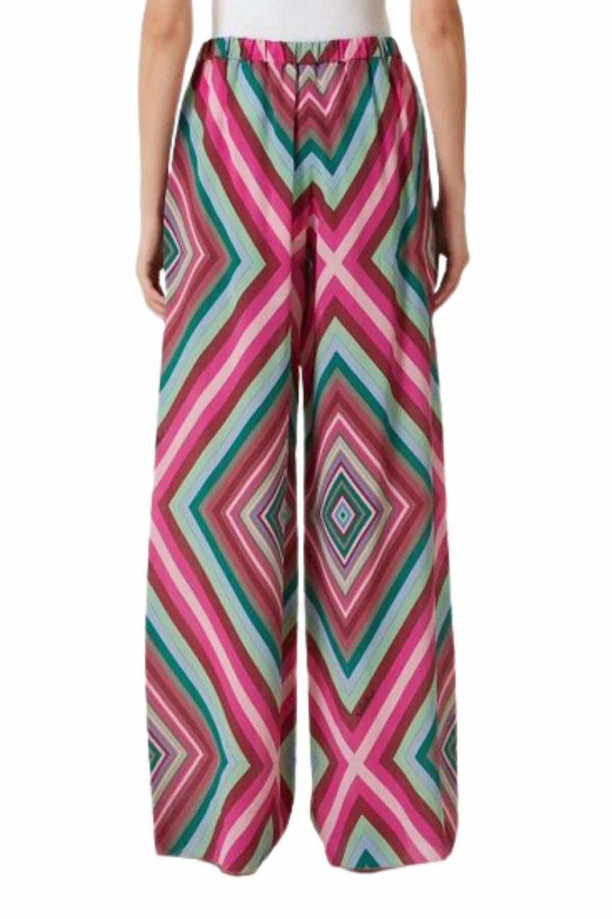 Valentino - Color Blocked Geometric Patterned Silk Pant