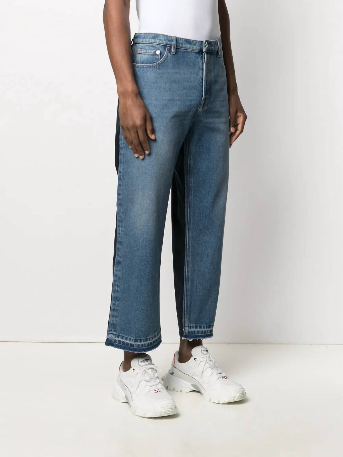 Valentino - Dual Material Denim Trousers