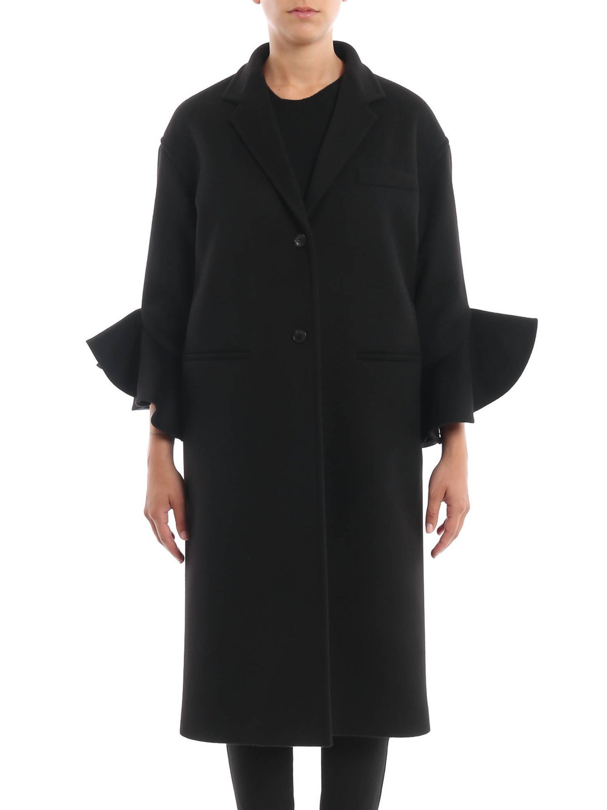 Valentino - Frill Sleeves Compact Drap Coat